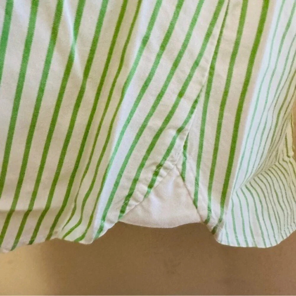 J.Crew White & Green Striped Slim Fit Dress Shirt – Men’s Large